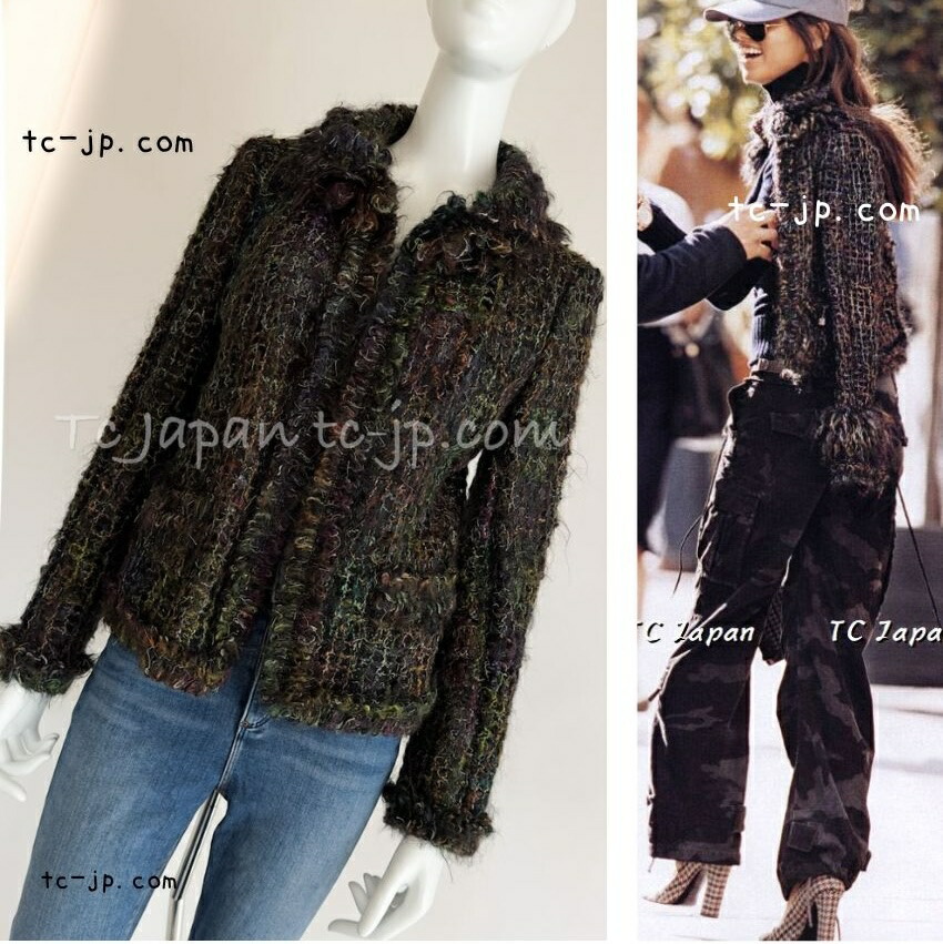 楽天市場】[中古] シャネル ジャケット CHANEL グリーン モヘア