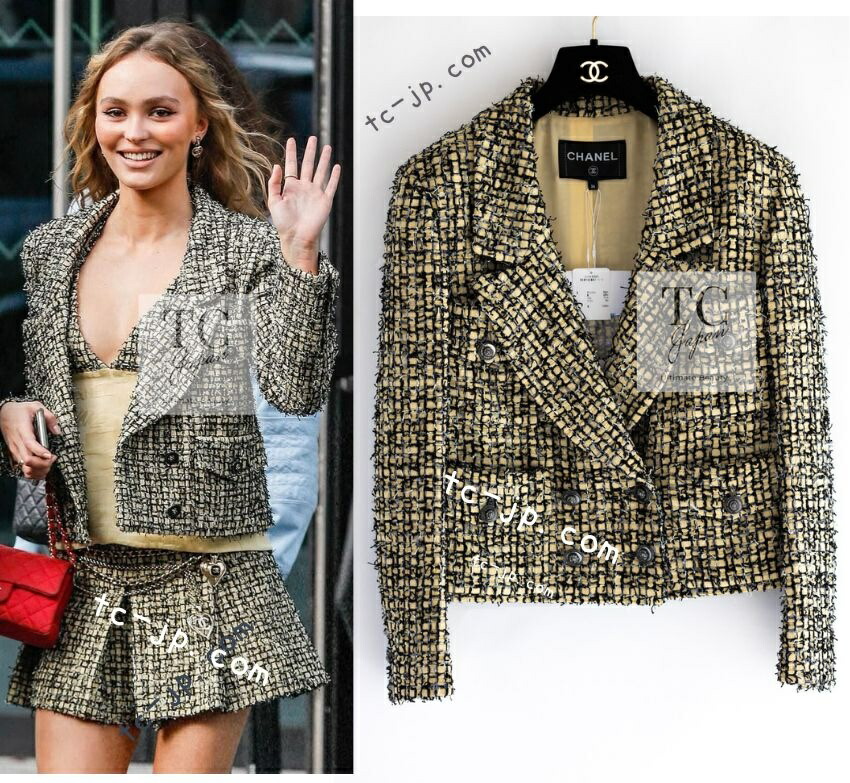 [中古] シャネル 上衣 CHANEL 2022 22なおなお書き 黄色 黒いこと 百獣の王 名取り草 ダブル リリー・サクラ色・デップ着付ける 123万 価値高い 新品負けず劣らず 38 40