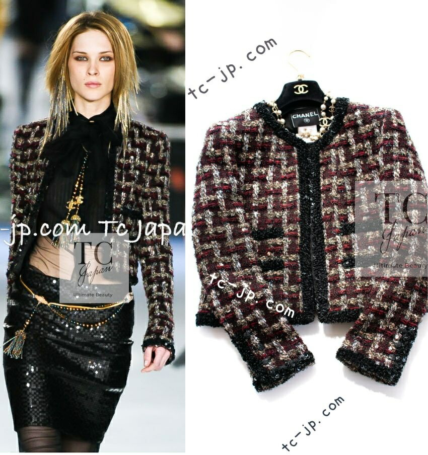 CHANEL スパンコール付き黒ツイードジャケット 楽天市場】【広尾店】 シャネル CHANEL ツイード ジャケット