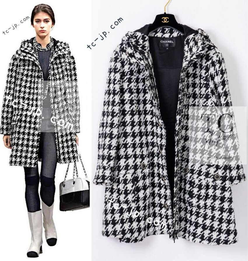 [中古] シャネル 厚地の外套 CHANEL 黒いこと 白いこと チドリ透かし彫り ファスナー ジップアップ カールラガーフェルド 超美品 38 押さえる 社会的運動細工物 レア価値高い