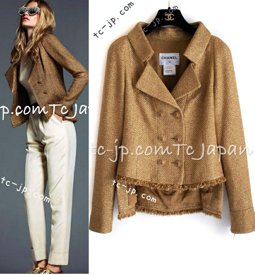 [中古] シャネル ジャケット CHANEL ゴールド メタリック ダブル ココボタン カール・ラガーフェルド 貴重 超美品 34