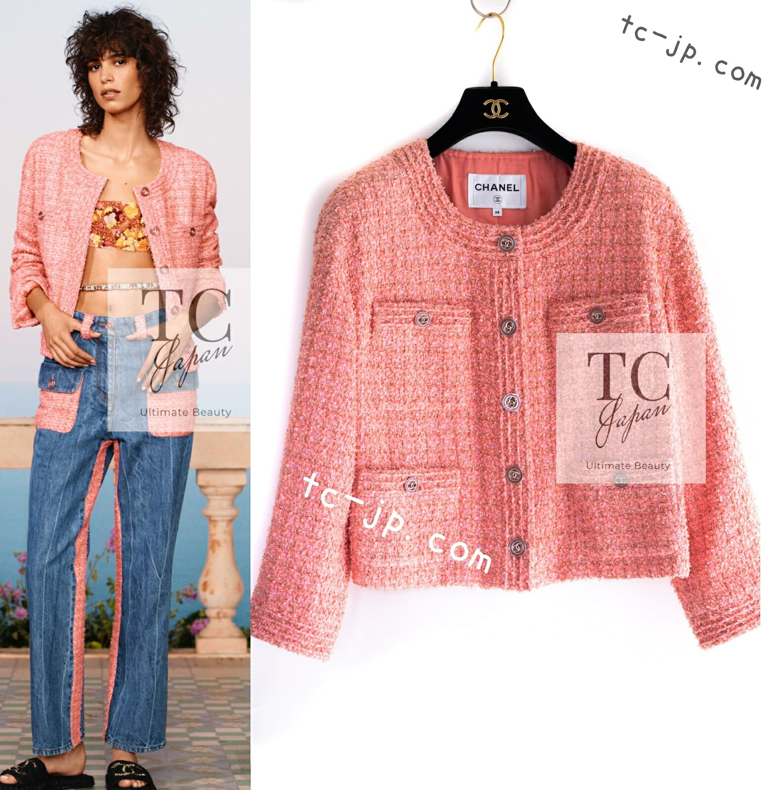 CHANEL - シャネル ジャケット CHANEL 20PS 2020 かわいい 美人見え ピンク ノーカラー 襟なし ココボタン 春夏 サマー ツイード 入手困難 新品同様 38 40 楽天市場】[中古] シャネル ジャケット CHANEL 20PS 2020 かわいい