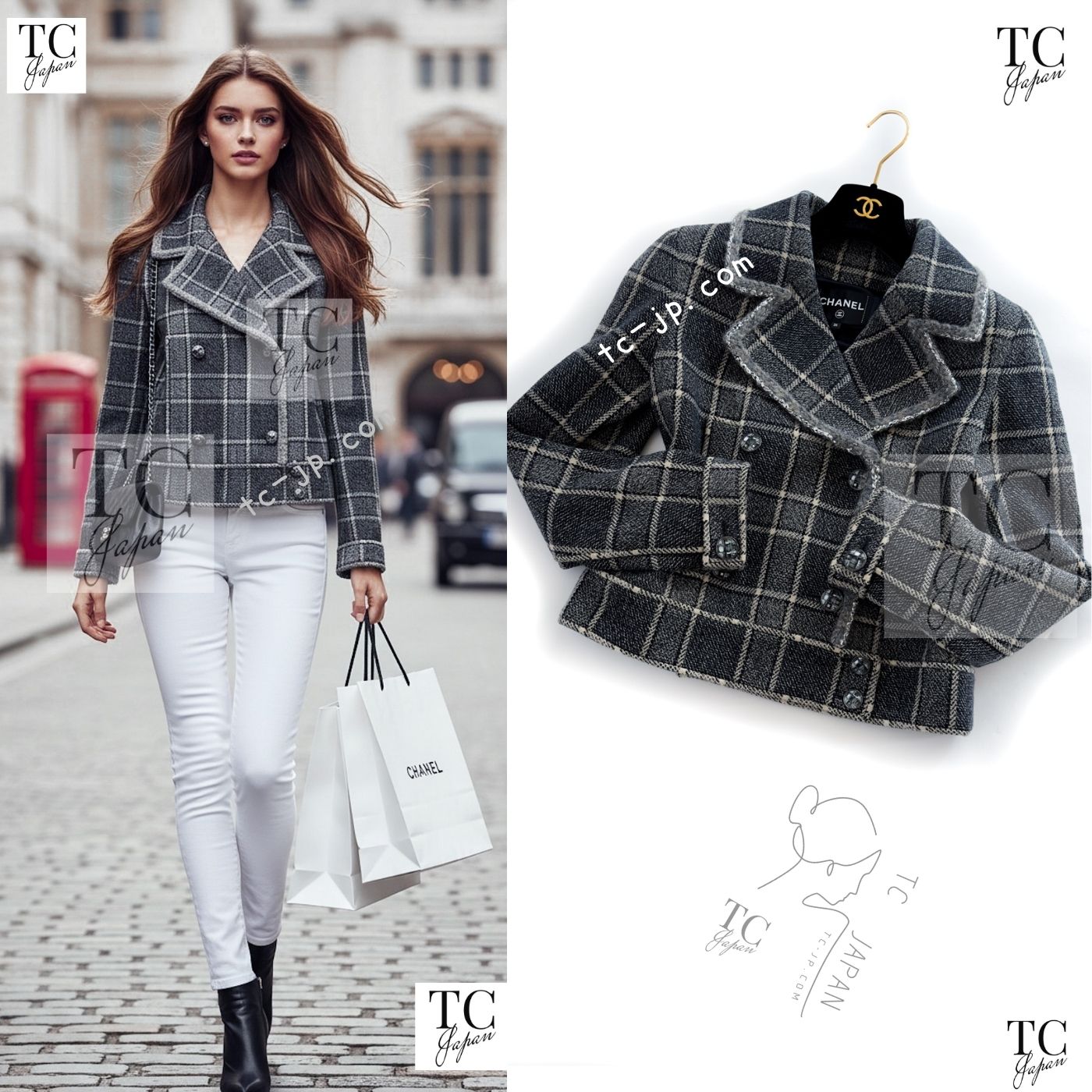 [中古] シャネル 上衣 厚地の外套 CHANEL 22PF 2022 薄墨色 照合のしるし キャメルヘアー 羊毛 メティエダール CC名取り草 142万 新品負けず劣らず 36 38