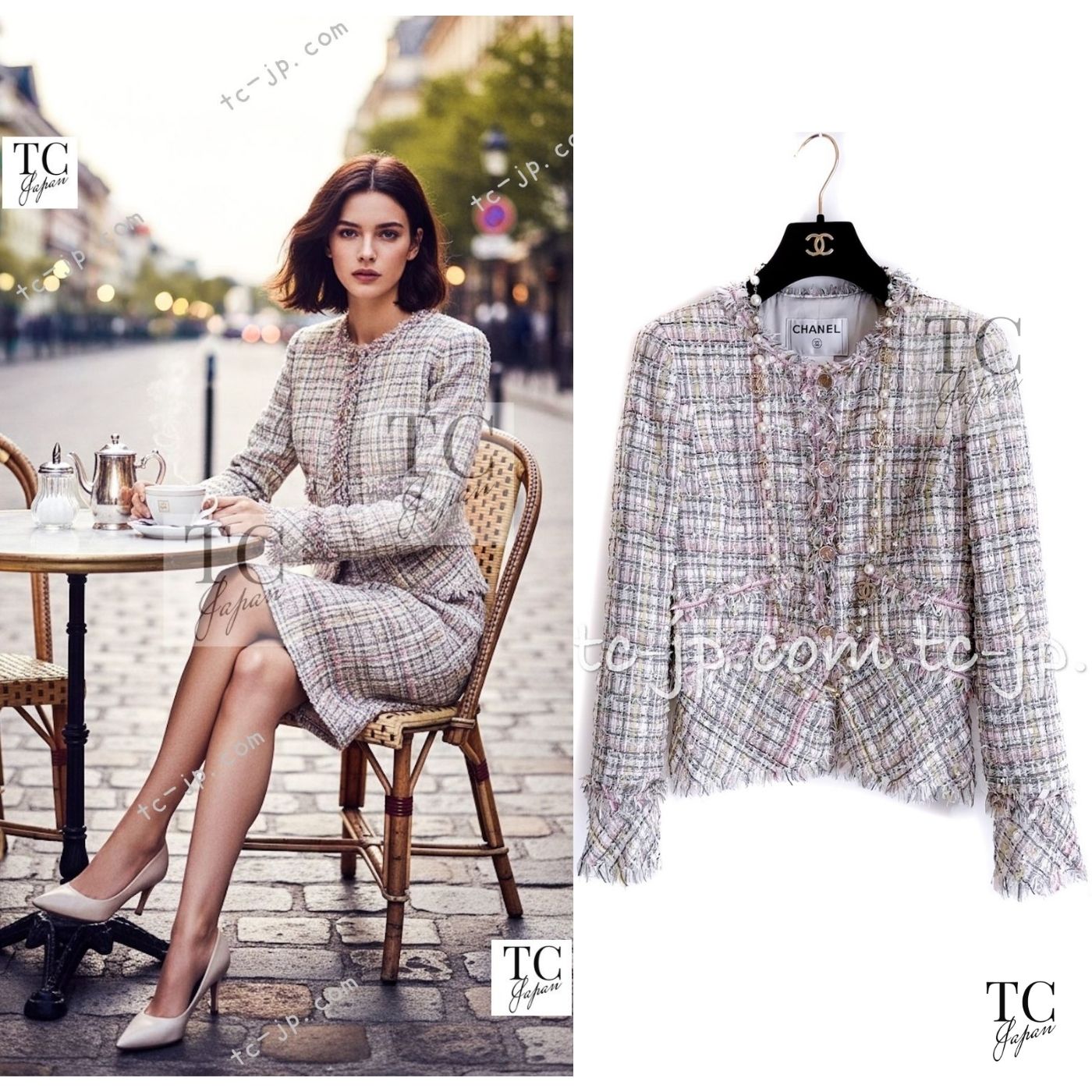 [中古] シャネル 上衣 CHANEL 60万 さくら色 淡彩 ルサージュ  デイジー 花 スパンコール 長い巻き毛・ラガーフェルド 一般受け 定番 超美品 38