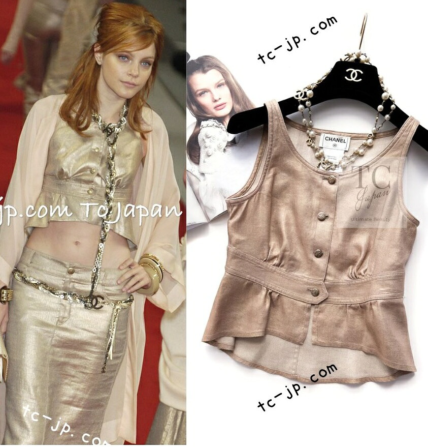 [中古] シャネル トップス CHANEL ゴールド メタリック ベスト チュニック カール・ラガーフェルド 貴重 34｜TC-Japan 店