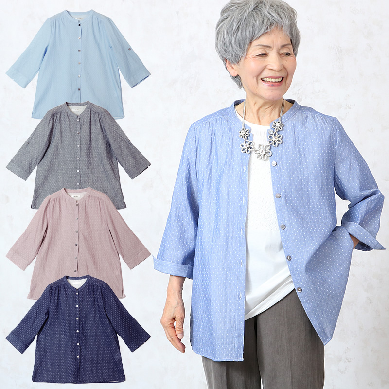 【楽天市場】シニアファッション 春夏 70代 80代 60代 レディース おばあちゃん服 プレゼント ダブル ガーゼ 水玉 七分袖 ブラウス