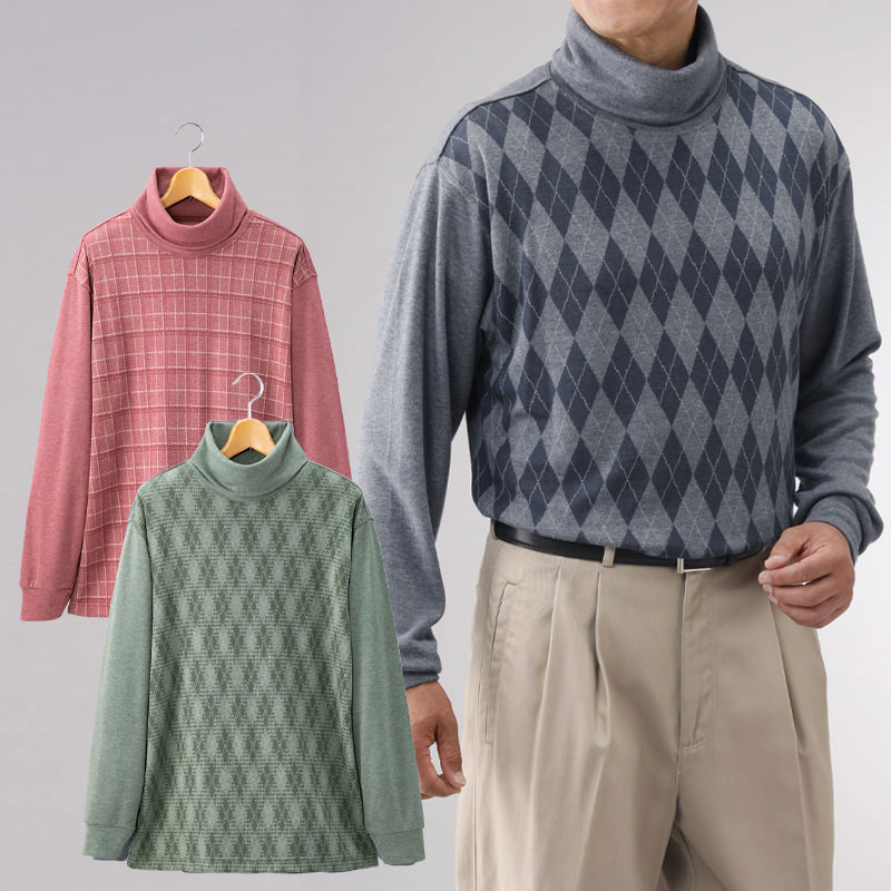 楽天市場】カットソー 長袖シャツ メンズ シニア 秋冬 吸温発熱 衿元