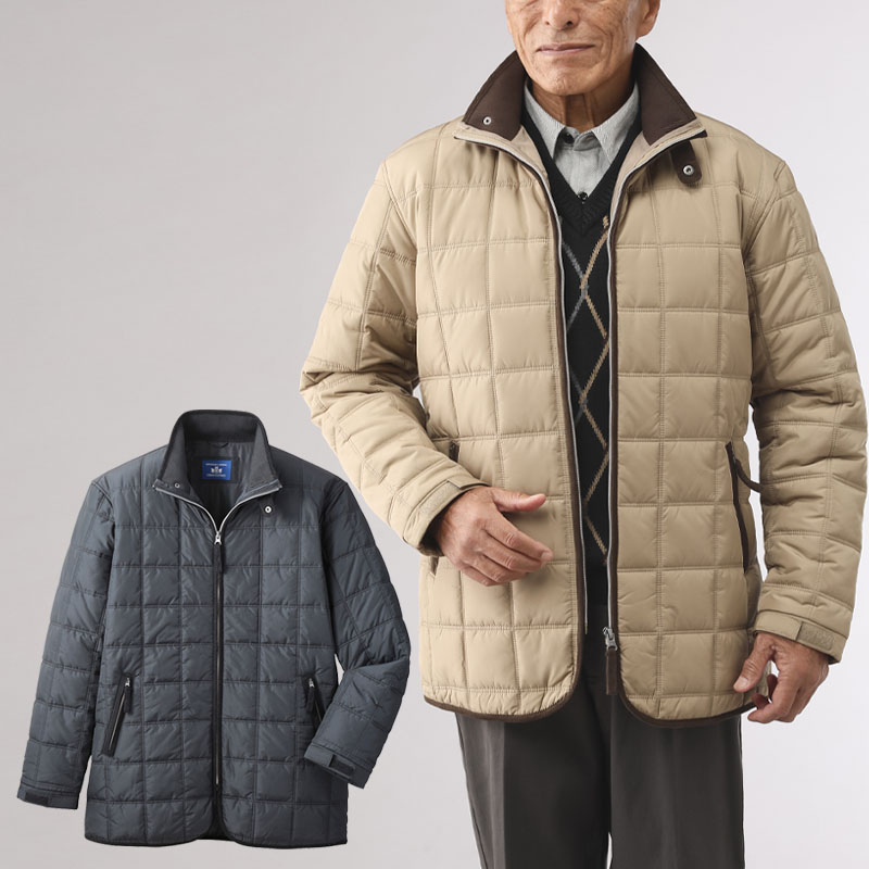 シニアファッション メンズ 80代 70代 60代 90代 秋冬 防寒 あたたかい ブロックキルト中綿ジャケット おじいちゃん 服 プレゼント 紳士服 男性 祖父 お年寄り 老人 高齢者 ギフト キテコ｜キテコ_TCマート シニア服専門店