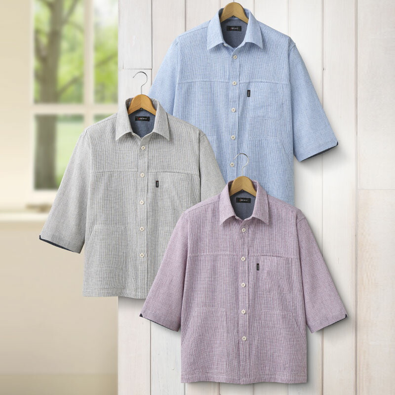 楽天市場】カジュアルシャツ メンズ シニア 麻混 麻入り ポールミラー