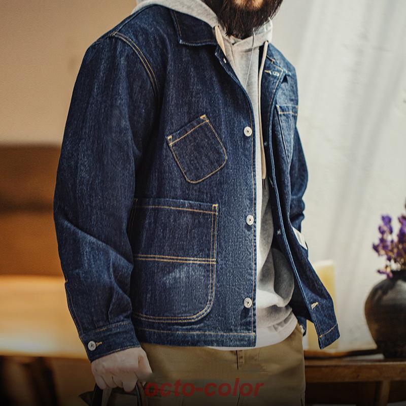ジーンズ上衣 プルオーバー上衣 メンズ カバーオールジャケット 14薬局衡オンス DENIM ジージャン 上衣 gジャン 厚地の外套大きさ 馬鹿でかい大きさ 多衣嚢