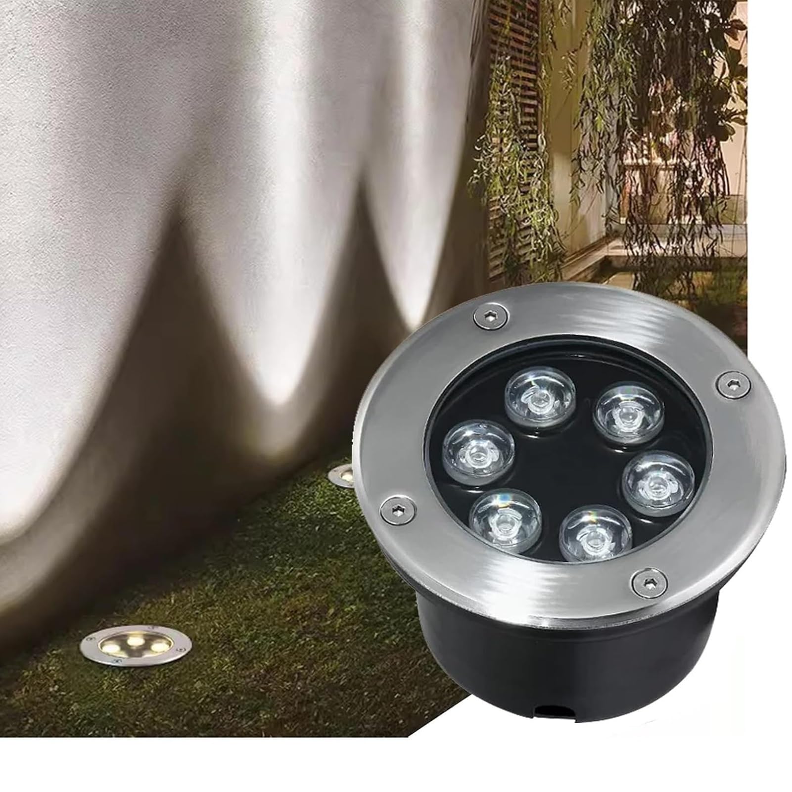 Led デッキライト - 地上LED景観ランプ - 埋め込み式LEDスポットライト、IP67防水ステンレススチール屋外埋設ライト、AC85-265V LED地上投光器、ラウンドガーデン芝生ライト、パティオ、ヴィライルミネーション用