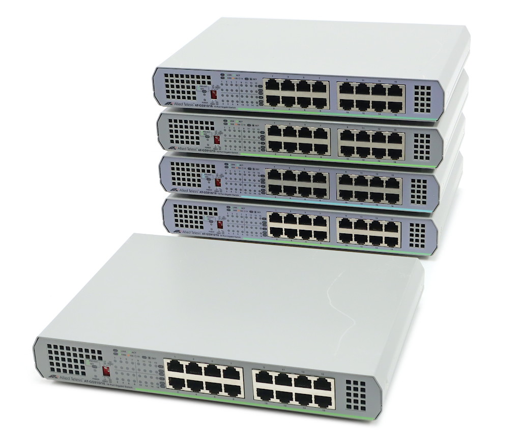 【5台仕掛ける】AliedTelesis AT-GS910/16 16界面1000BASE-T積み上げるL2取り替えっこ 根もと磁石足とり備える 気違い受け答え 50℃周囲の状況相応う 動くこと突き止める済 【中古】【20240903】
