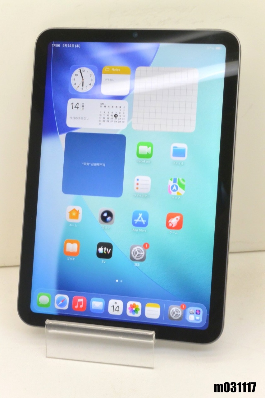 Wi-Fi模範例 Apple iPad mini6 Wi-Fi 64GB iPadOS26.4.2 あき場所薄墨色 MK7M3J/A すべり出し化済 【m031117】【中古】【K20260514】