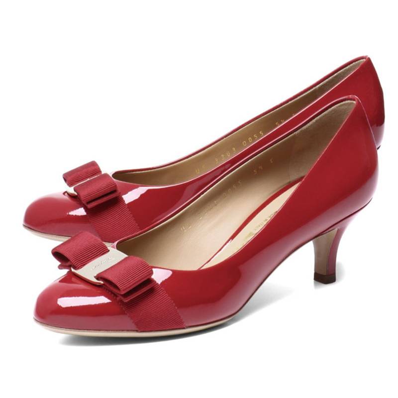 フェラガモ FERRAGAMO レディース リボン レザー ハイヒールパンプス 0592182 PATENT-CALF ROSO【並行輸入品】【新古品・未使用品】｜TCONNECTオンラインストア