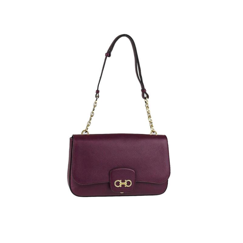 フェラガモ FERRAGAMO レディース バローロサフィアーノブリーショルダーバッグ 21-E050 0596486 PLUM【並行輸入品】【新古品・未当て嵌める品】