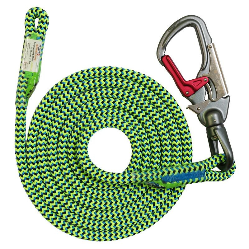 【受注生産】TREEPRO トリプルアクションスイベルスナップフックランヤード4.5ｍ ライムブルー