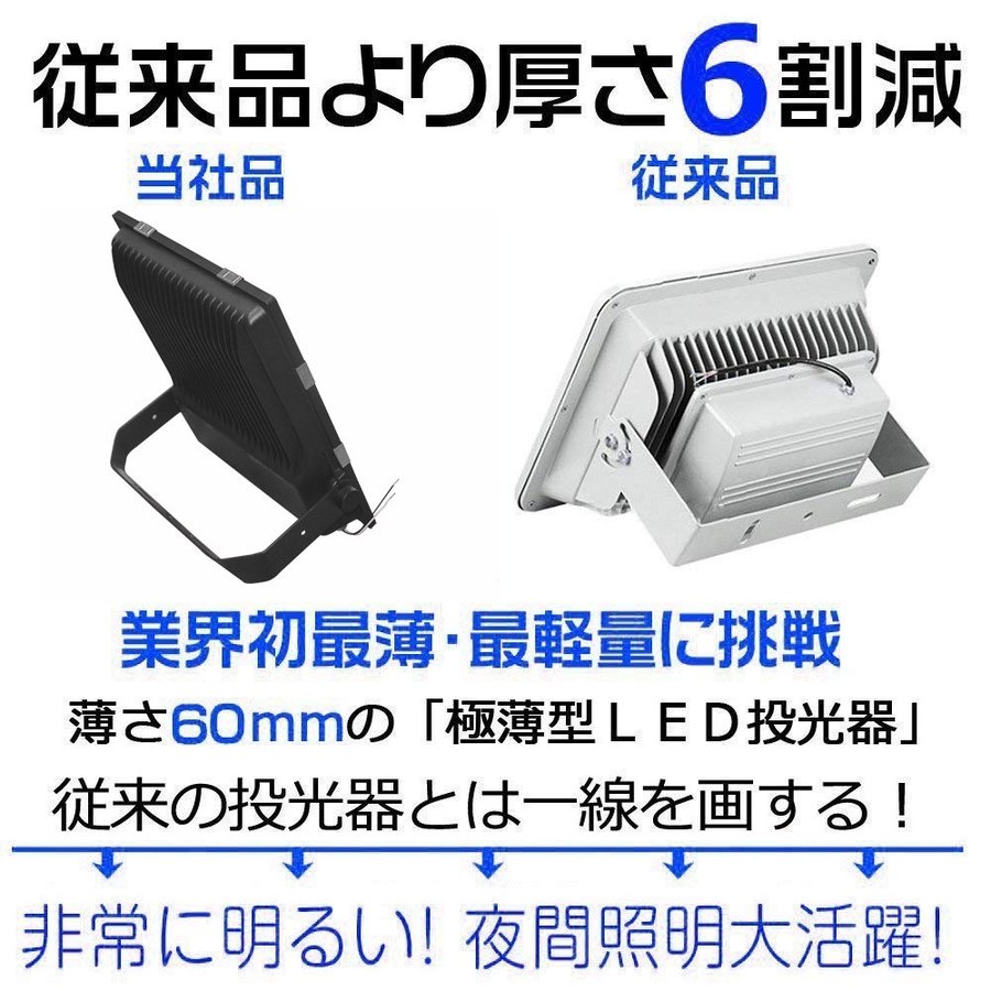 超爆光 昼光色6000K LED投光器 300W 3000W相当 60000LM 昼光色6000K