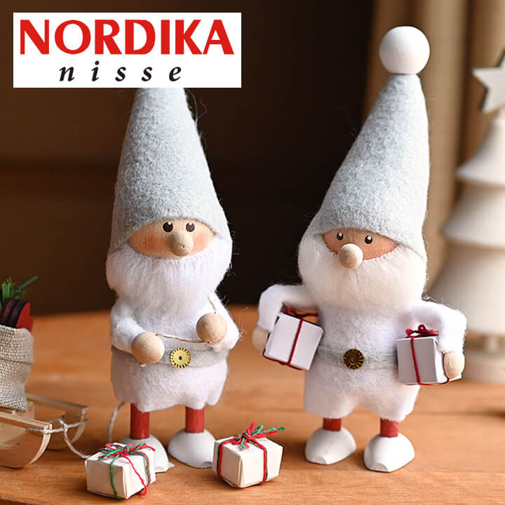 【送料無料】 欲張りサンタ＆ハートを届けるサンタ サイレントナイトセット ノルディカニッセ nordikanisse nordika サンタ サンタクロース プレゼント 北欧の人形 木製 贈り物 そり ハート