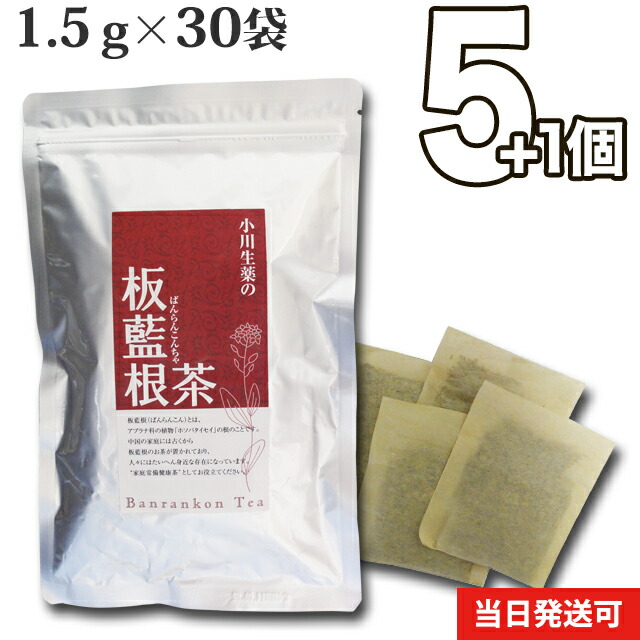 6512円 【気質アップ】 1.5g×30袋 小川生薬 板藍根茶 無漂白ティーバッグ5個セットさらにもう1個プレゼントばんらんこん茶板藍根