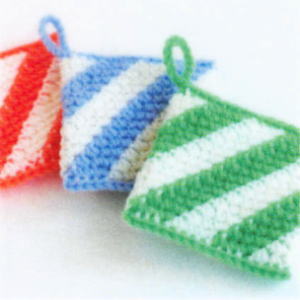 楽天市場 編み針セット カフェキッチンで編む使いやすいスクエアタワシ ボーダー 手編みキット ダルマ 横田毛糸 編み図 編みものキット 毛糸専門店 手編みオーエン屋