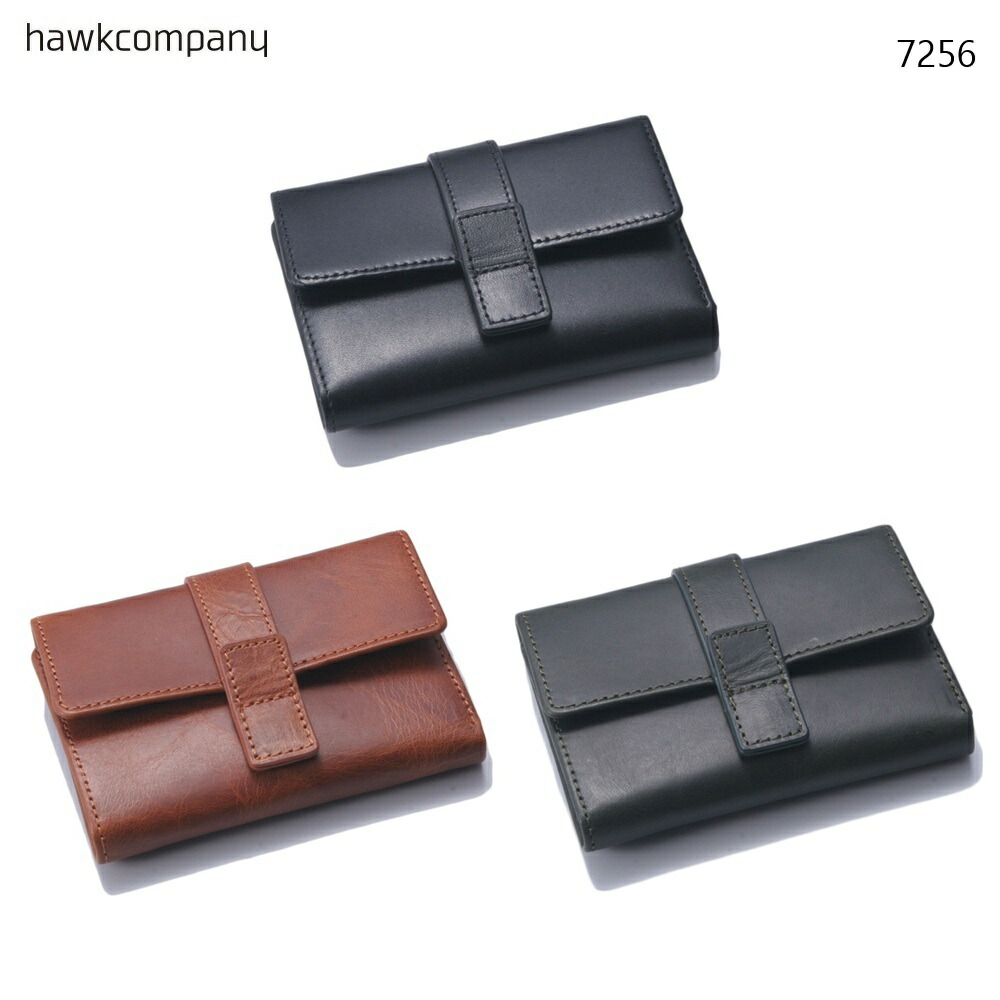Hawk Company ホークカンパニー 三つ折り財布 イタリアンレザー 本革 日本製 メンズ レディース コンパクト ミドルウォレット 7256