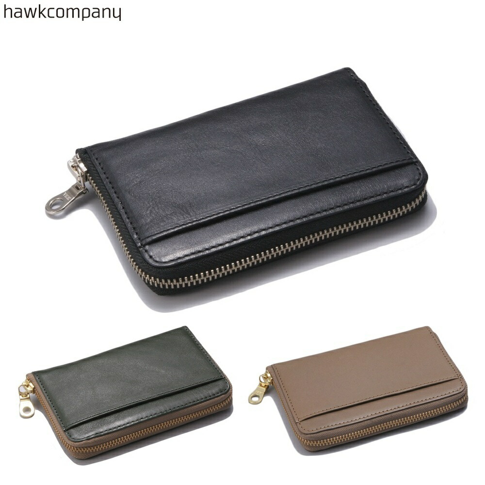Hawk Company フォーク会社 二つ折り真っただ中銭入れ ラウンドチャック 本革 牛皮 メンズ レディース 御釣り入れが開く BOX型御釣り入れ 7257