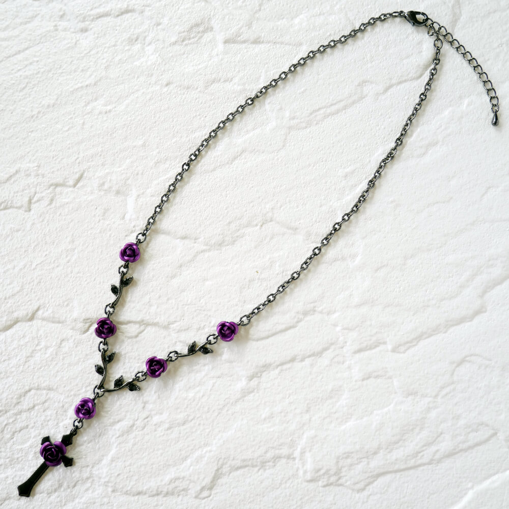 楽天市場】紫 薔薇 アンティーク パープル ローズ ネックレス ゴスロリ