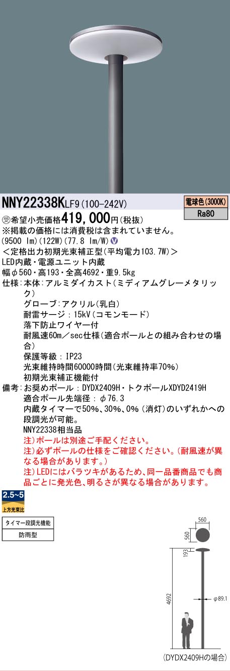 [法人限定] NNY22338K LF9 パナソニック ※受注品 ポール取付型LED 電球色 モールライト【ポール別売】[ NNY22338KLF9 ]