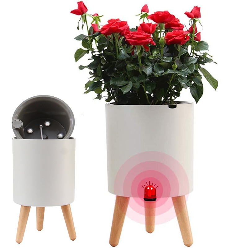 【楽天市場】スマートフラワーポット 植木鉢 スタンド付き 脚付植木鉢 プランター 水不足アラーム付きフラワープランター セルフウォーター