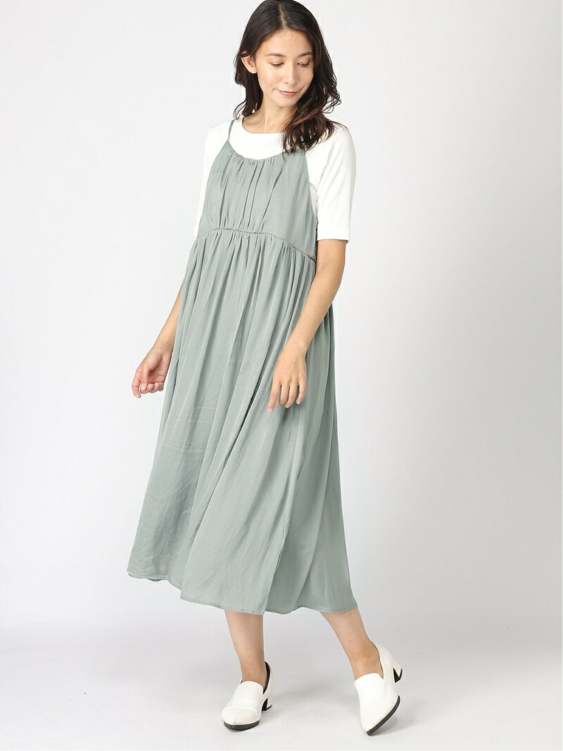楽天市場 Sale 70 Off Lugnoncure ヴィンテージサテンキャミワンピース Lugnoncure テチチ ワンピース キャミワンピース グリーン ブラック ベージュ ブラウン Rba E Rakuten Fashion Te Chichi