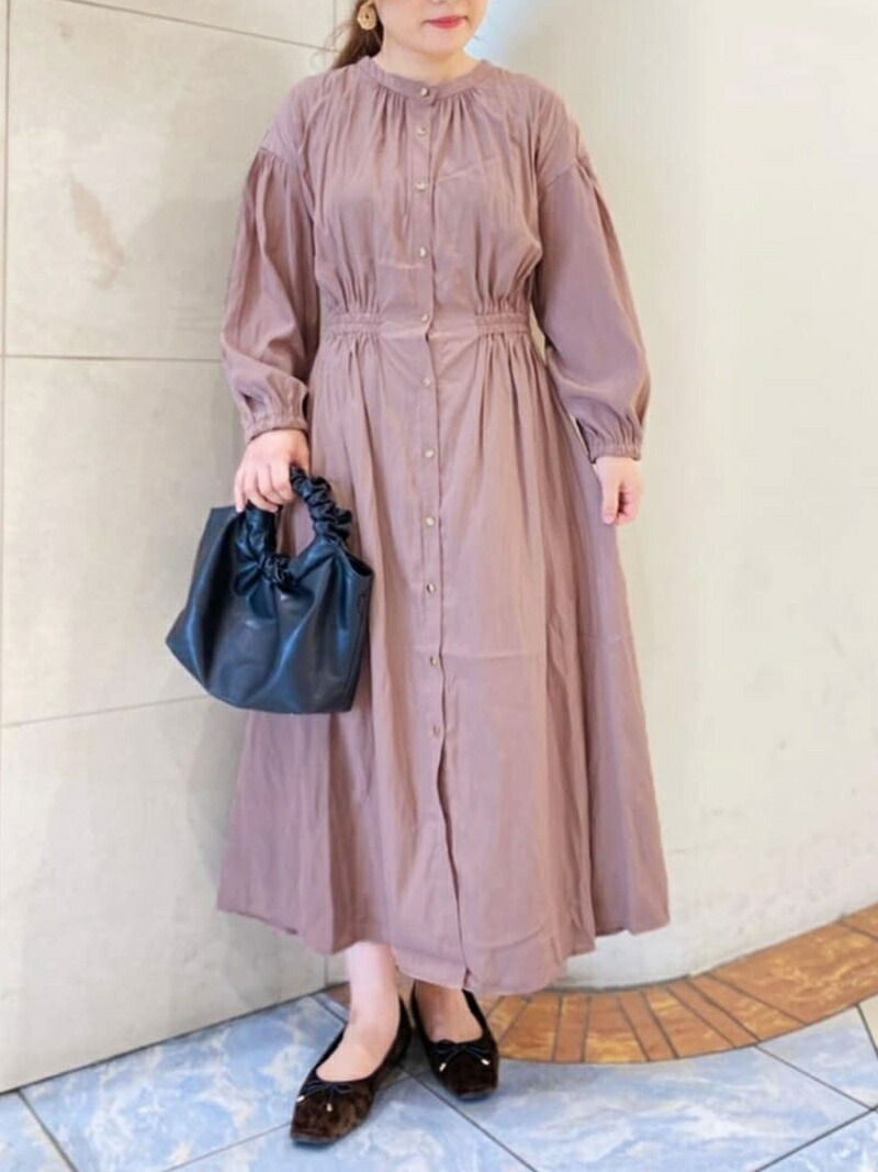 Techichi Terrasse サテン前っ面玄関フロック Te Chichi Terrasse テチチ ワンピース 長袖ワンピース 貨物輸送無料 Rakuten Fashion Metro Jewelry Com