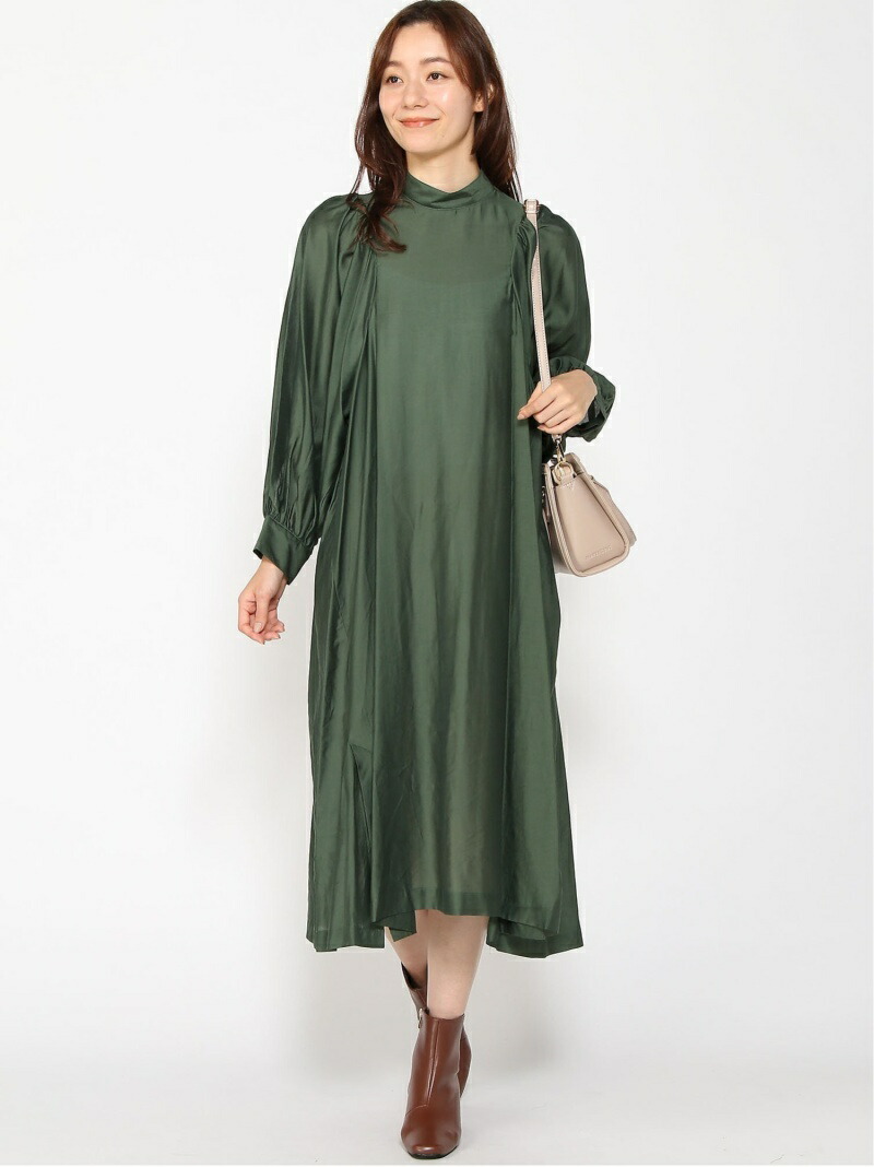 Techichi ハイネックボリュームスリーブ衣装 Te Chichi テチチ ワンピース ロングワンピース マキシワンピース グリーン グレー 青 送料無料 Rakuten Fashion Locandadellameridiana Com