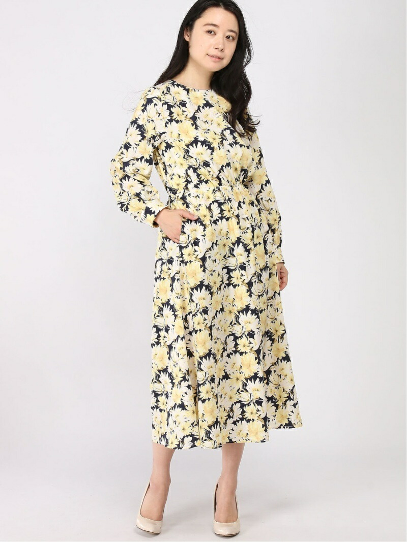 楽天市場 Rakuten Fashion Techichi Terrasse 大花柄ワンピース Te Chichi Terrasse テチチ ワンピース ロングワンピース マキシワンピース ベージュ グリーン ネイビー 送料無料 Te Chichi