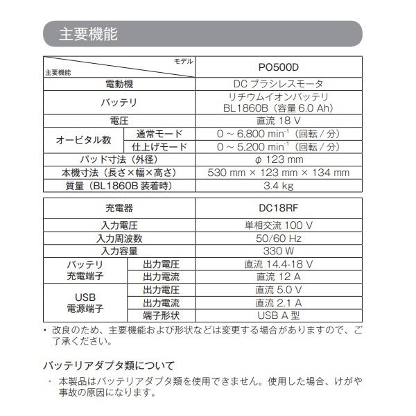 モード マキタ 18V 充電式ランダムオービットポリッシャ PO500DRG