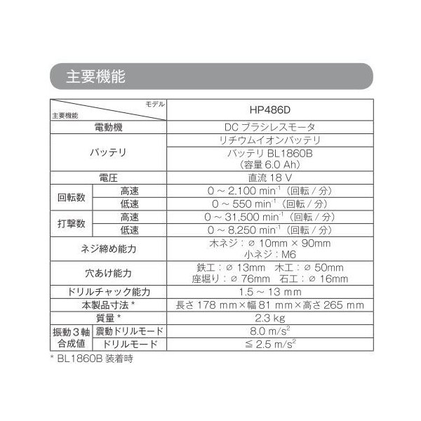 素晴らしい価格 《在庫あります 》マキタ18V 充電式震動ドライバドリルHP486DRGX 本体 6.0Ahバッテリー2本 充電器 ケース  dk-meister.de