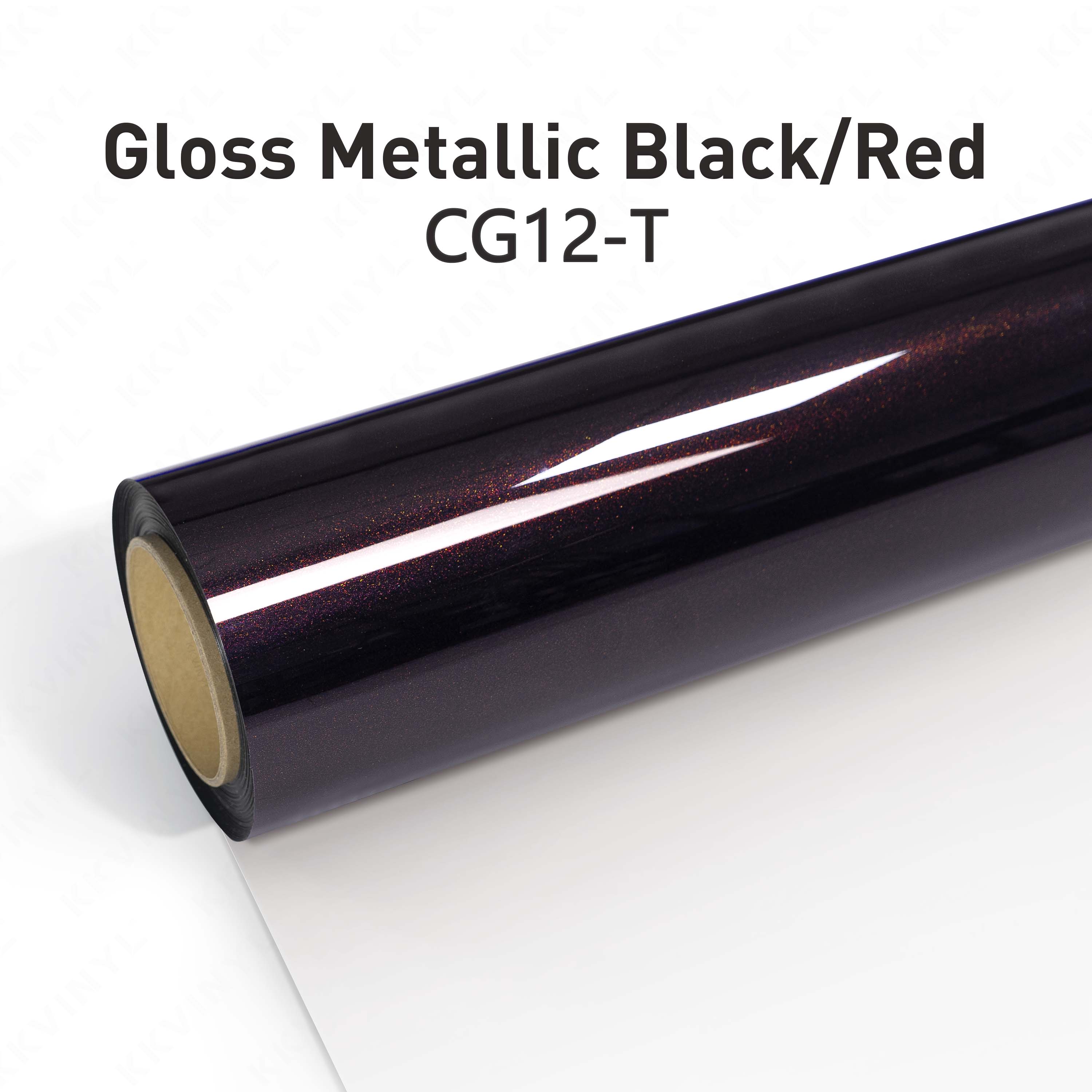 KKVINYL カーラッピングフィルム　Gloss Metallic Black/Red CG12-T (1.52mx3m～1.52mx18m) 、PETライナー超光沢仕上げ。｜テクノプロモーション 52,140円