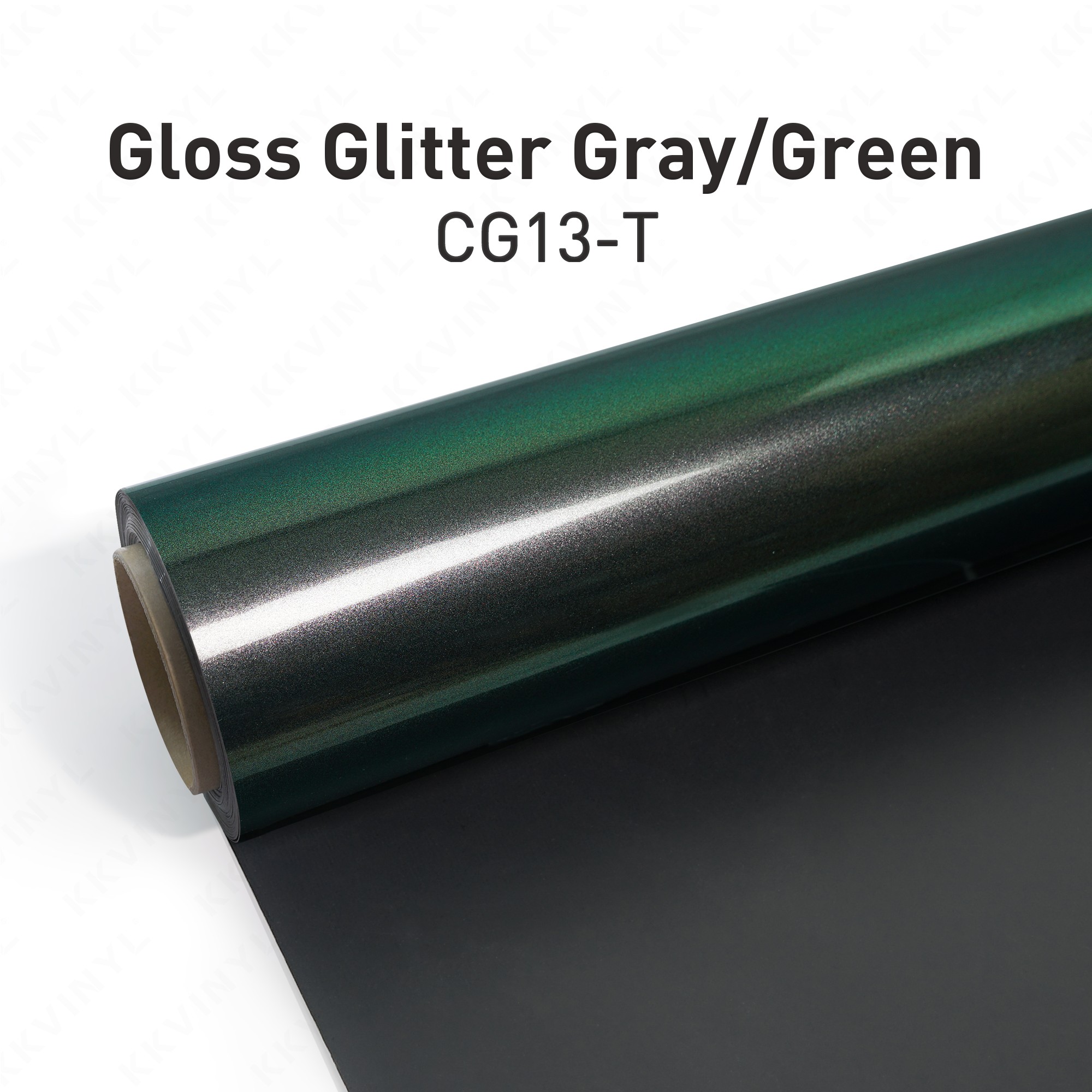 KKVINYL カーラッピングフィルム　Gloss Glitter Gray/Green CG13-T (1.52mx3m ~1.52mx18m) （=３M、Avery、Oracal、HEXIS)｜テクノプロモーション