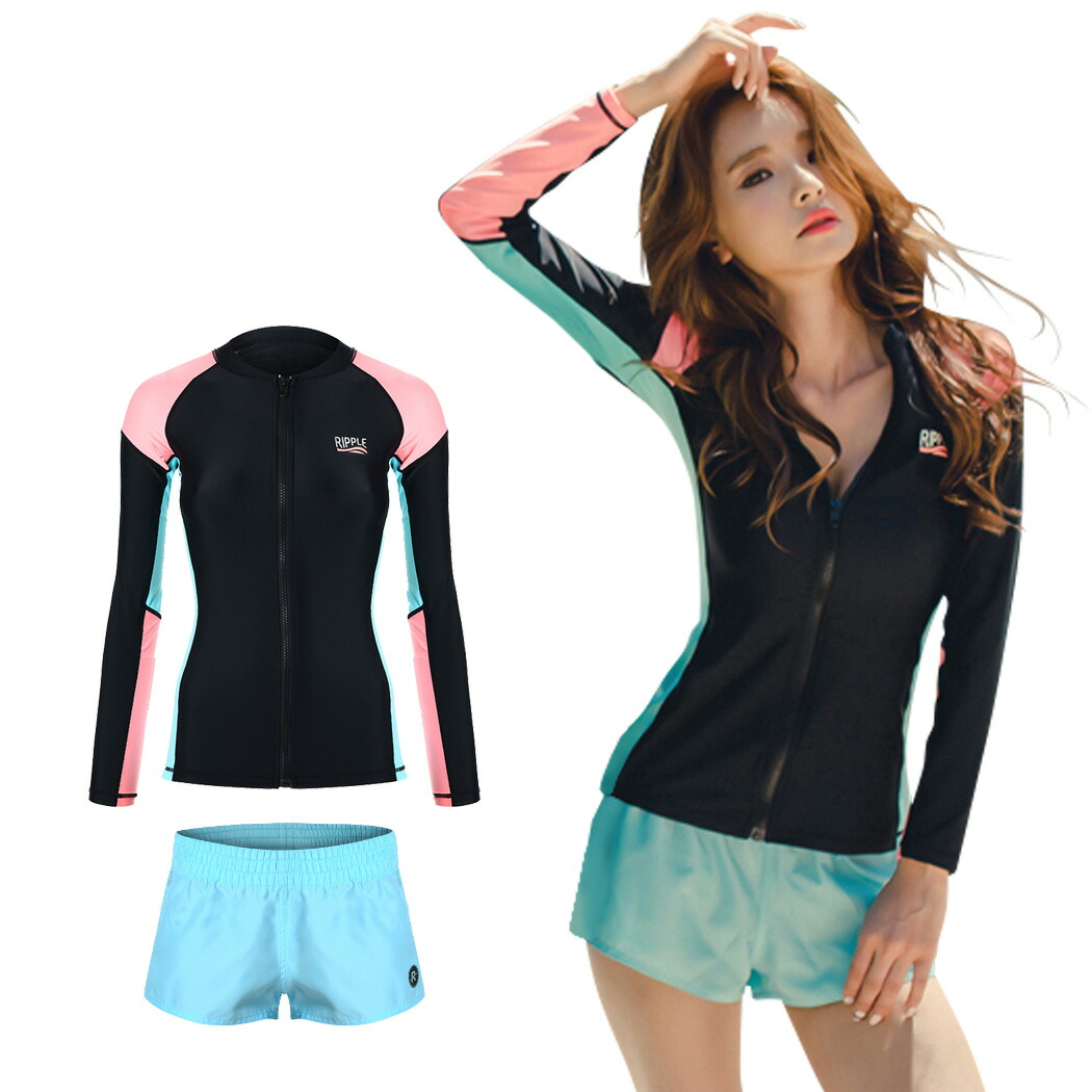 ラッシュガード 9号 ジム Rushguard Shorts 女性 S 7号 シービーチ 韓国 Ripple M 水着 11号 Zipup ファッション 正規品 L かわいい 2点セット 安全 Triffin M 長袖 レディース Shebeach ショートパンツ 女性