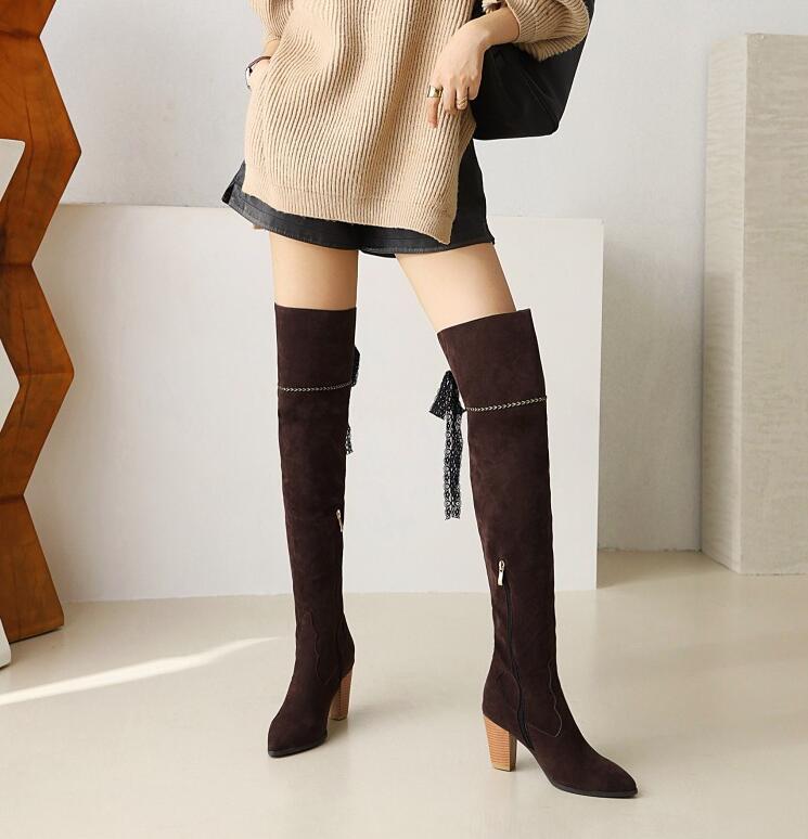 ニーハイブーツ ロングブーツ　美脚 秋 冬 ジョッキーブーツ 厚底 ブーツ 美脚ブーツ 大きいサイズ 小さいサイズ 黒レディース 靴 痛くない スムース 細見せ 美脚 疲れにくい 可愛い｜OKFURNITURE