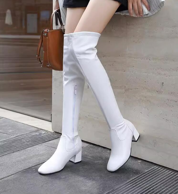 楽天市場】ロングブーツ ニーハイブーツ pu レザーブーツ ロング丈