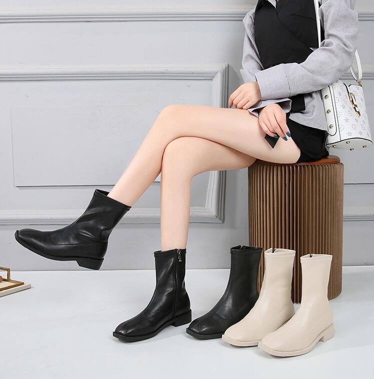 楽天市場】スクエアトゥショートブーツ ショートブーツ スクエアトゥ