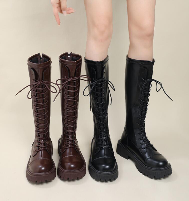 楽天市場】レディースブーツ ロングブーツ レースアップブーツ