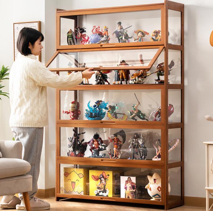 楽天市場】アクリル コレクションケース 上下スライド式扉 竹製 4層/5