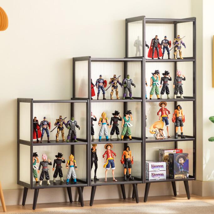 アクリル コレクションケース 上下スライド式扉 竹製 4層/5層 大型 ロータイプ フィギュアコレクション棚 ガラスケース 収納 完全密封 大容量 透明 フレーム 耐荷重抜群 透明展示ケース 組み立て式 転倒防止 ディスプレイ|OKFURNITURE