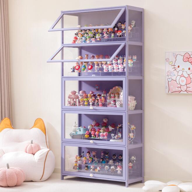 アクリル コレクションケース 上下スライド式扉 竹製 4層/5層 大型 ロータイプ フィギュアコレクション棚 ガラスケース 収納 完全密封 大容量 透明 フレーム 耐荷重抜群 透明展示ケース 組み立て式 転倒防止 ディスプレイ