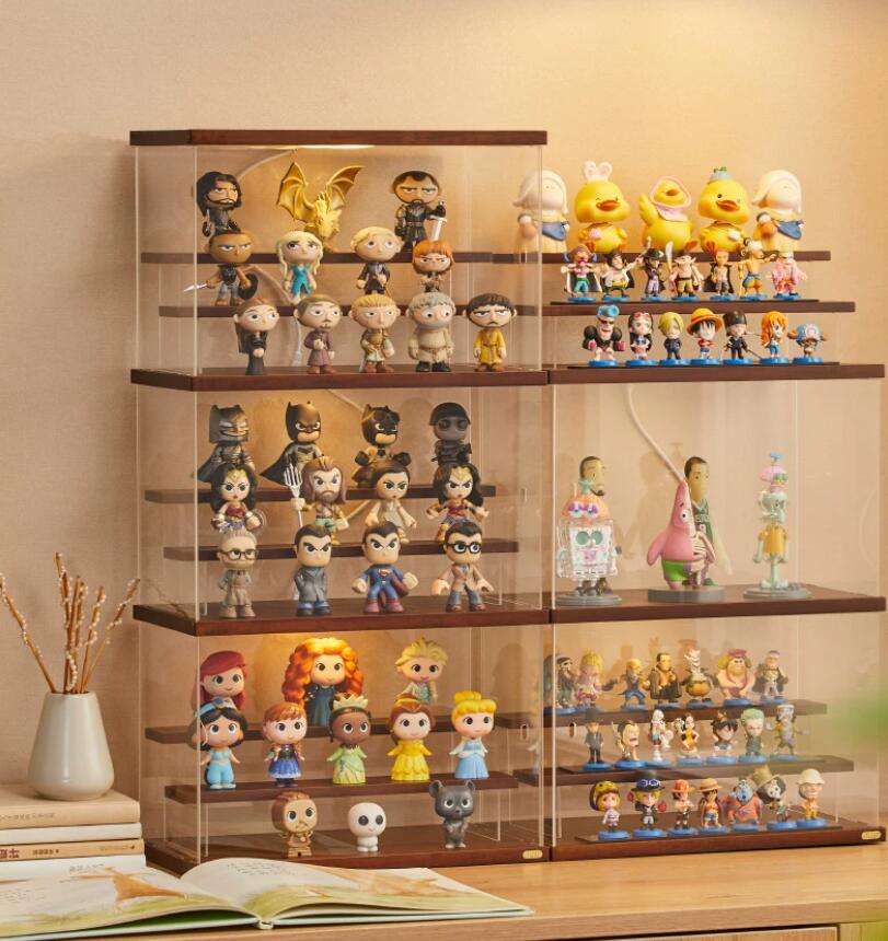 アクリル コレクションケース 上下スライド式扉 木製 卓上収納ケース フィギュアコレクション棚 収納 大容量 透明 フレーム 耐荷重抜群 透明展示ケース 組み立て式 転倒防止 ディスプレイ｜OKFURNITURE 8,712円