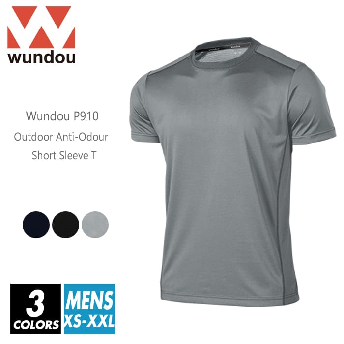 ドライ 半袖 Tシャツ 無地 メンズ レディース ユニセックス ビッグサイズ Wundou ウンドウ P910 Xs Xxl 3色 吸汗速乾 抗菌防臭 デオドラント アウトドア ストレッチ エクササイズ ヨガ ランニング ジョギング 運動 ジム ネイビー ブラック グレー 安いそれに目立つ