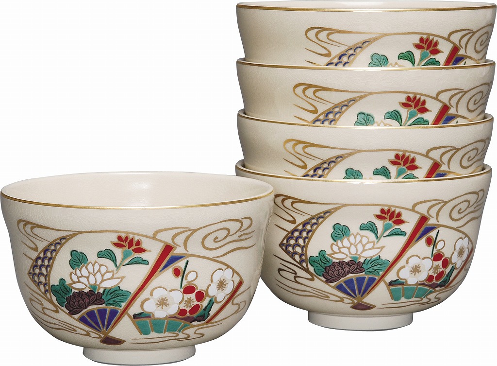 茶禅]茶道具 数茶碗 茶碗 「仁清写つぼつぼ絵数茶碗」10客 山川