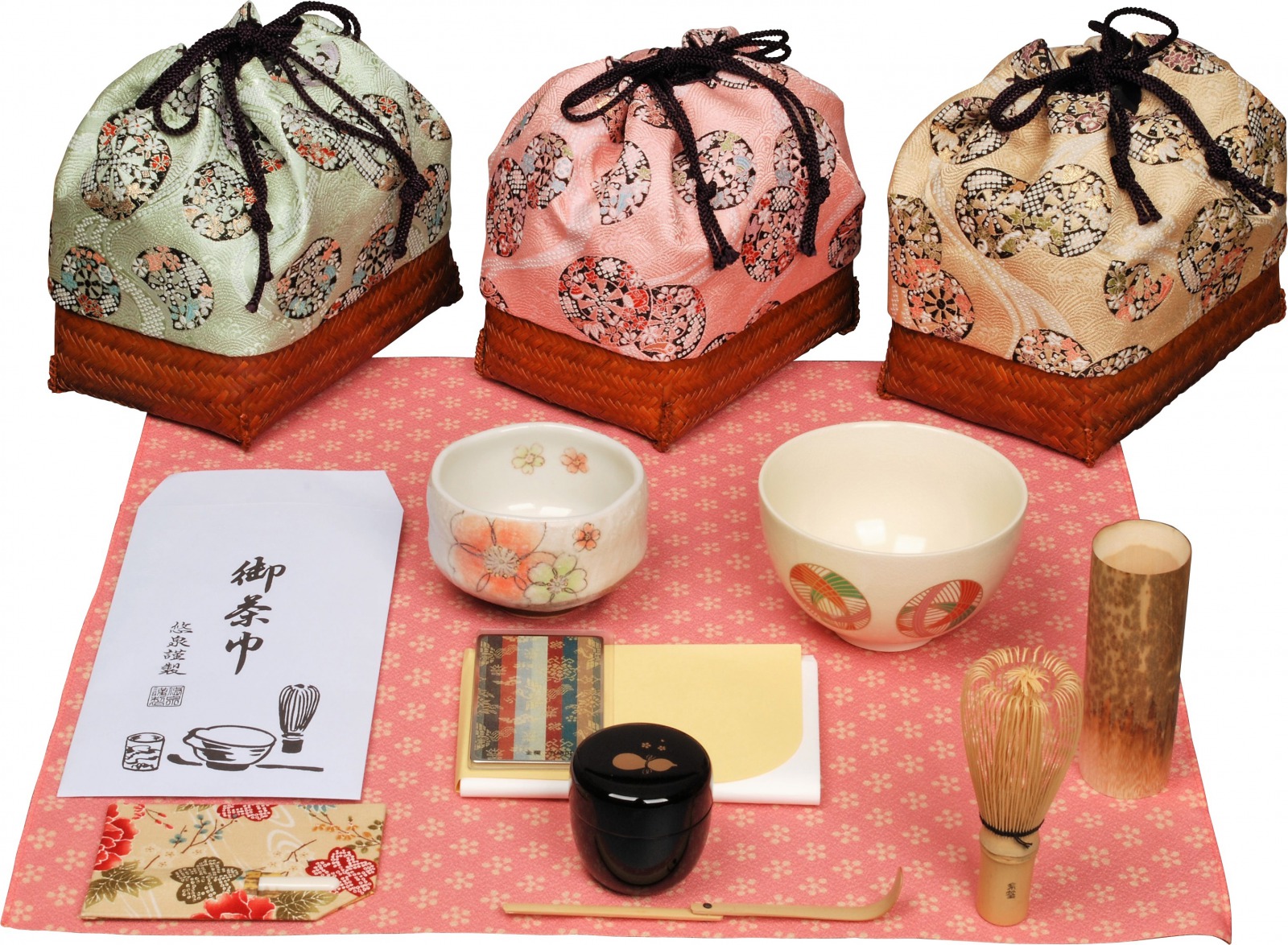 茶道✴️茶道具5点セット✴️柄杓・蓋置・棗・茶杓・蓋付き水指