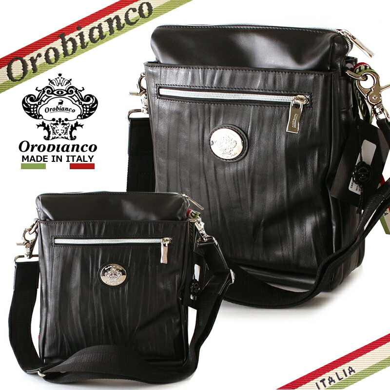 【お買い物マラソン ポイント５倍 4/10(金)01:59まで】オロビアンコ ショルダーバッグ Orobianco SARANGINO VERT サランジーノ メンズ ユニセックス 斜め掛け 2WAY カジュアル 本革 革 ブランド MOUCH/VITTELLO オールレザー ブラック 通勤バッグ イタリア製